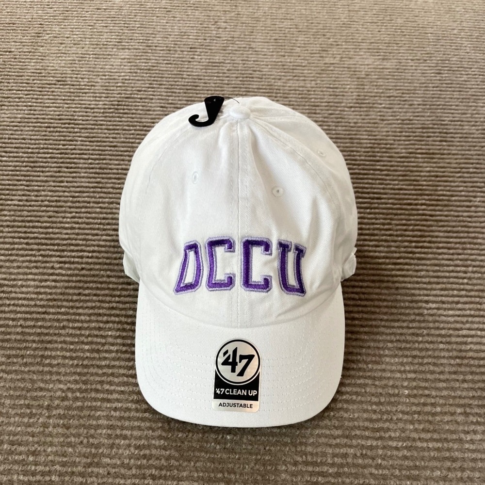 47 Brand Clean Up OCCU Hat White Purple Embroidered Adjustable Strapback Cap